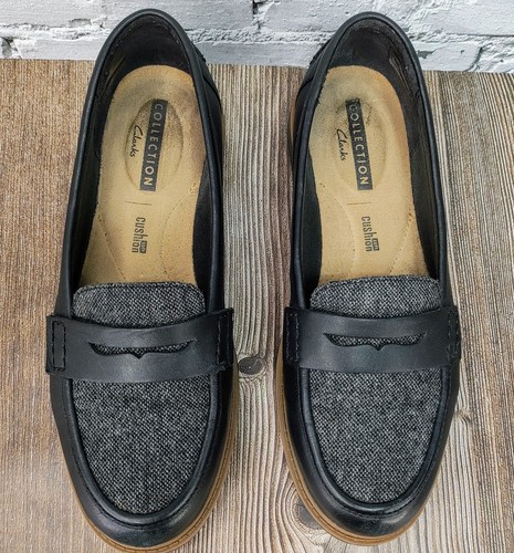 Clarks Raisie Eletta Loafer Damen 7 M schwarz Leder Schuhe Slipper Komfort Penny - Bild 7 von 13