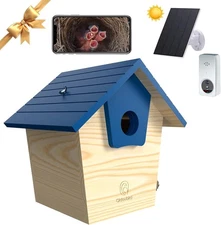 Smart WiFi Birdhouse Camera w/ Night Vision Solar Charging All-in-One Qidoubird