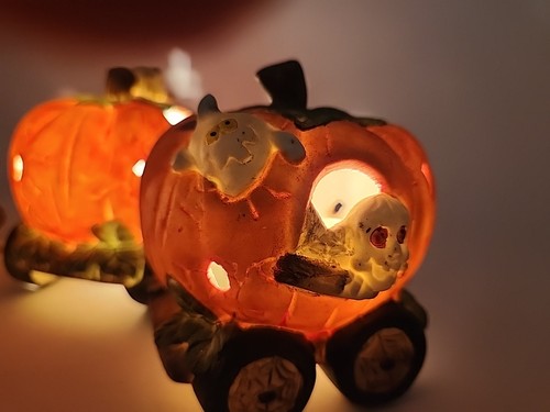 Halloween Calabaza Jack O Linterna Tren Iluminado Eléctrico Fantasmas Murciélagos Espeluznante - Imagen 5 de 23