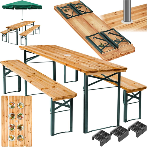 ® Set Da Birra, 3 Pezzi, Tavolo E Panche, Montaggio Rapido, Mobili Da Giardino i - Foto 12 di 12