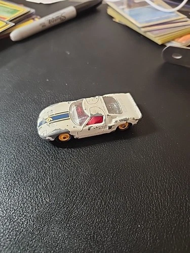 1960s Matchbox Ford GT Race Car yellow rims red interior No.41  Vintage 2 tires