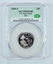 2009-S Washington State Quarter US Virgin Islands CLAD PR69 DCAM CAC CACg *1536
