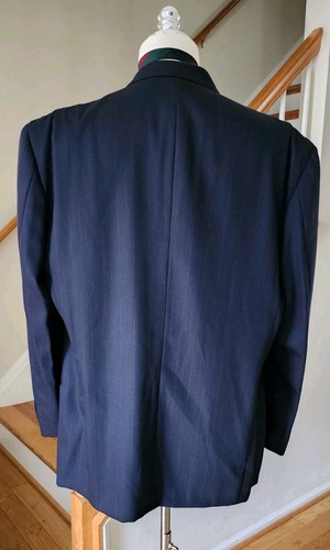 Traje De Colección Mani por Giorgio Armani Azul Marino Rayas DB 46L Pantalones 40x 33 Italia - Imagen 3 de 18