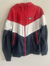 Nike Windrunner Full-Zip Hooded Jacket Red/White/Navy Colorblock Size Men s M