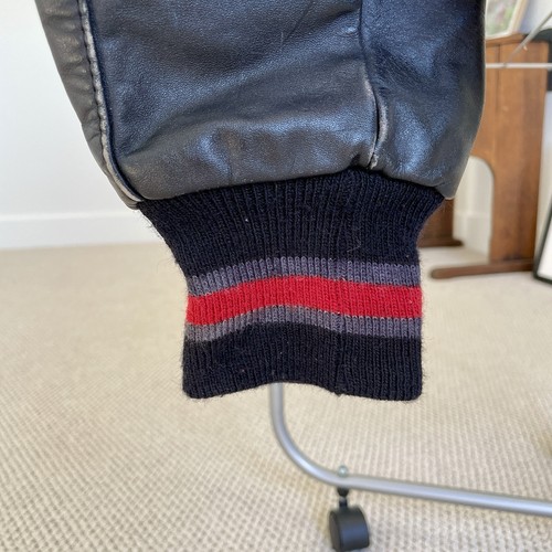 VTG 90s DELONG Chicago Blackhawks Leather Sleeve Letterman Varsity Jacket Sz 44 - Picture 8 of 8