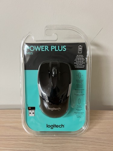 Logitech M525 Power Plus Optische Kabellose Lasermaus 910-002696 Schwarz Grau NEU - Bild 1 von 3