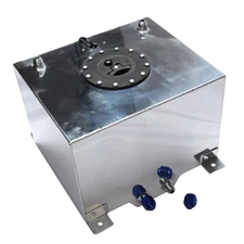 8 Gallon Race Drift Polished Aluminum Fuel Cell Tank with Level Sender Silver