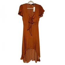 Teixxi Francesca's NWT Burnt Orange Satin High Low Dress Medium Wedding Formal