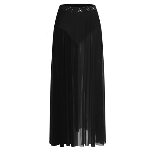 Damen Kleid Einteilig Langer Rock Karneval Tanzkleidung Tango Tanz Praxis Mesh - Bild 55 von 71