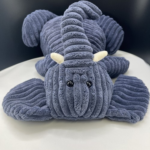 Jellycat Blue Cordy Roy Elephant 15” Plush Corduroy Stuffed Animal Grey w Tusks - Picture 9 of 14