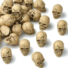 30pcs Halloween Resin Skull Sculpture Display Decor for Home Office Desk Gray