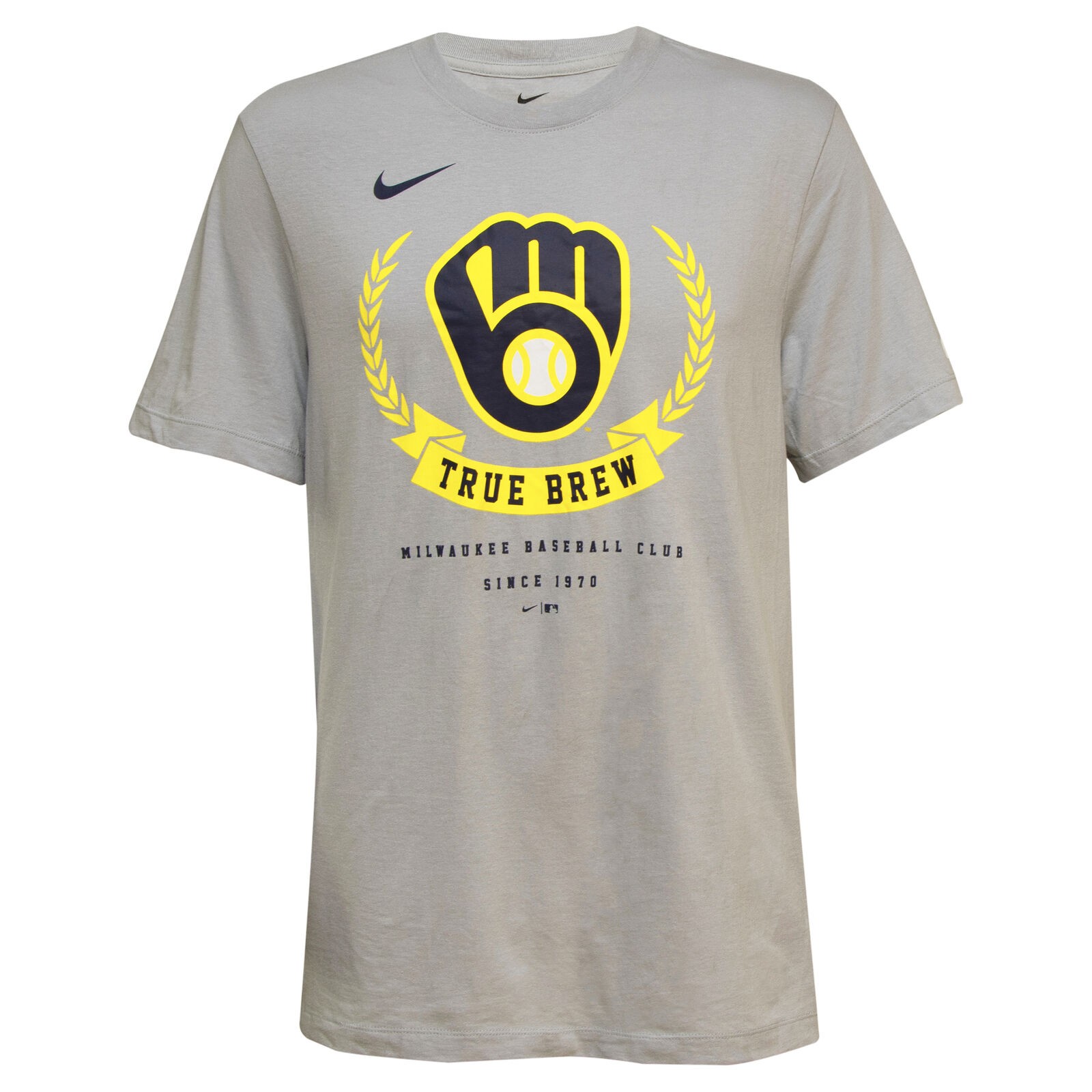 Мужская футболка Nike Milwaukee Brewers True Brew серого цвета, среднего размера
