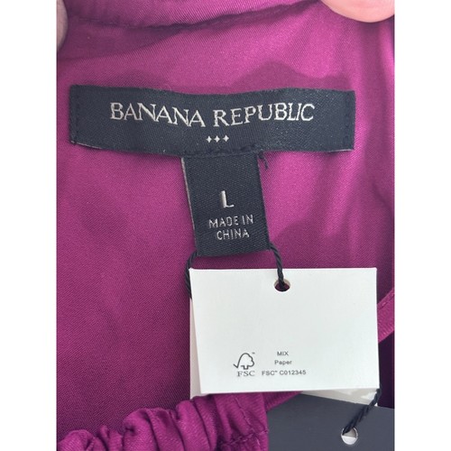 Maxi Vestido Banana Republic Petites Púrpura Plisado Cuello Halter con Cinturón Lg Nuevo con Etiquetas - Imagen 3 de 11