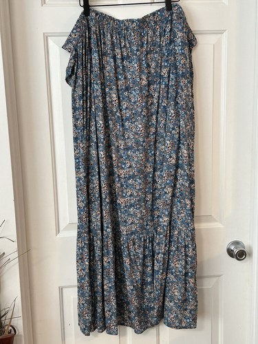 Women's Sonoma 3X Blue Multicolor Floral Multi Ruffle Tiers Elastic Waist Skirt - Picture 2 of 19