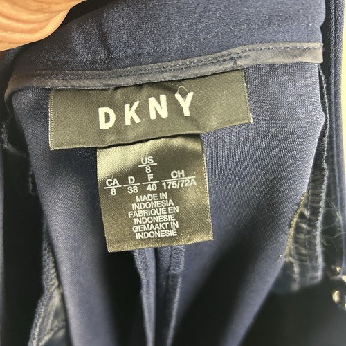 DKNY Women's Navy Wide Leg Sailor Pants Size 8 High Waist Button Front - Picture 8 of 24