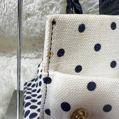 MIU MIU Hand Bag Tote Purse Logo Canvas Leather White Navy Authentic from japan - Bild 11 von 24