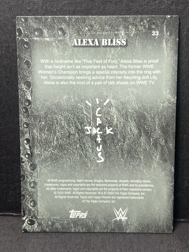 2025 Topps Chrome WWE Cactus Jack Alexa Bliss Speckle Refractor /299 - Picture 2 of 3