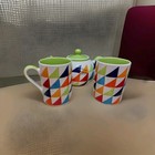 Whittard of Chelsea Stunning Hand Painted Tea Pot & Pair Of Matching Mugs