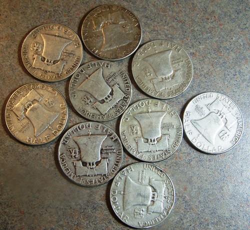 (9) Franklin Silber Half Dollars ~ 3,25+ oz. aus Silber ~ - Bild 2 von 2