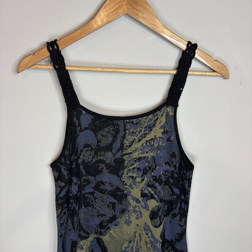 Peruvian Connection Midi Dress Floral Low Cut 100% Pima Cotton Med Artsy Boho - Bild 5 von 12