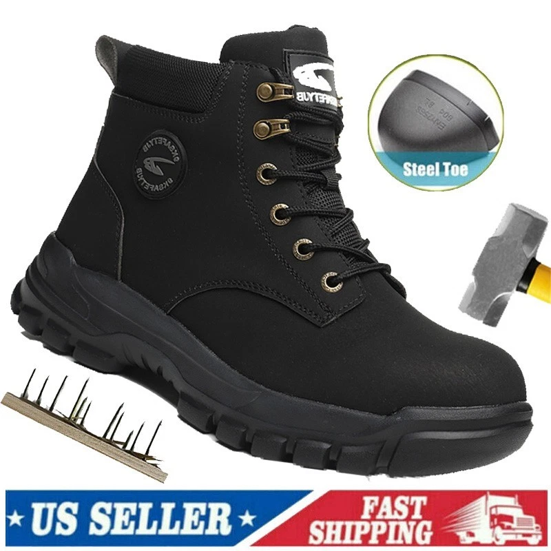 Mens Work Boots Steel Toe Safety Shoes Indestructible Industrial Shoes Non Slip
