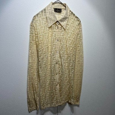 Vintage FENDI Zucca print oversized Monogram FF sheer shirt