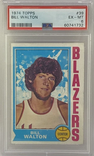 1974 Topps Basketball #39 Bill Walton Trail Blazers RC Rookie HOF PSA 6 EX-MT