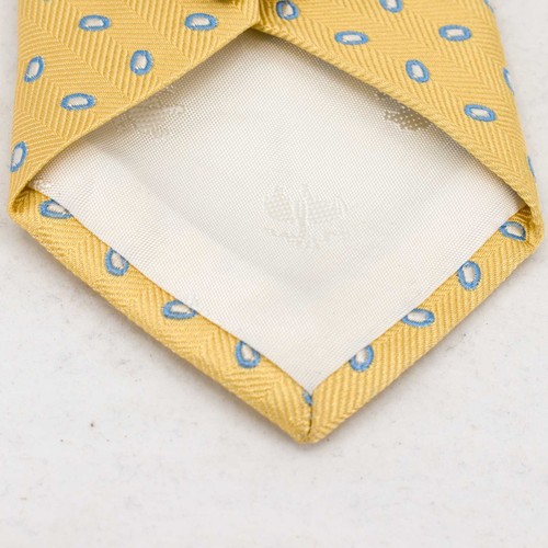 Brooks Brothers Silk Tie Yellow Blue Foulard Boys Designer Necktie USA - Picture 4 of 5