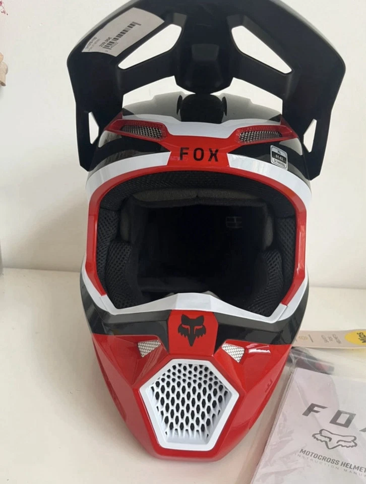 CASQUE FOX V1 Nitro noir rouge Blanc taille XL neuf Motocross Enduro Supermotard - Photo 2/4