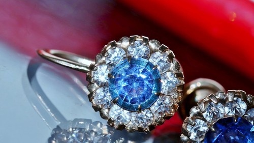10k rose gold earrings 1.75ct synthetic sapphire non pierced antique 1.7g N3045A - Picture 13 of 24