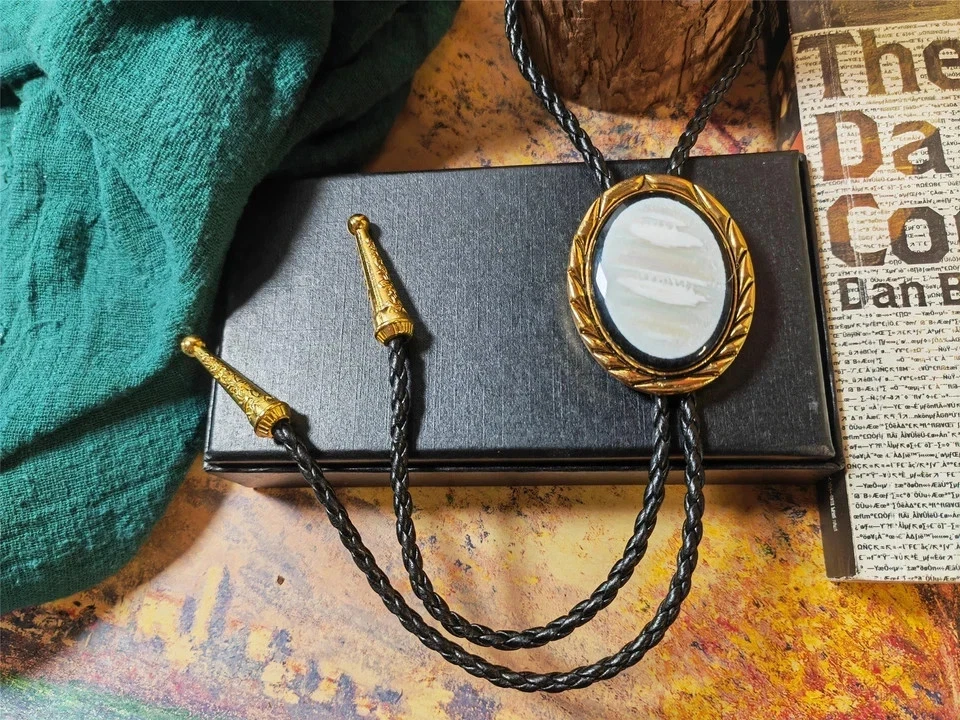 Винтажный белый корпус Bolo галстук мужской свадебное ожерелье Western ковбой нож - Изображение 4 из 4