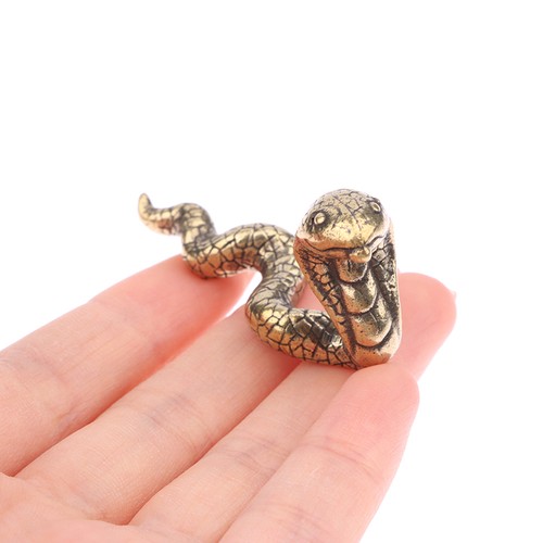 Antique Bronze Cobra Snake Miniature Figurines Zodiac Animal Desk Decorations - Picture 6 of 12