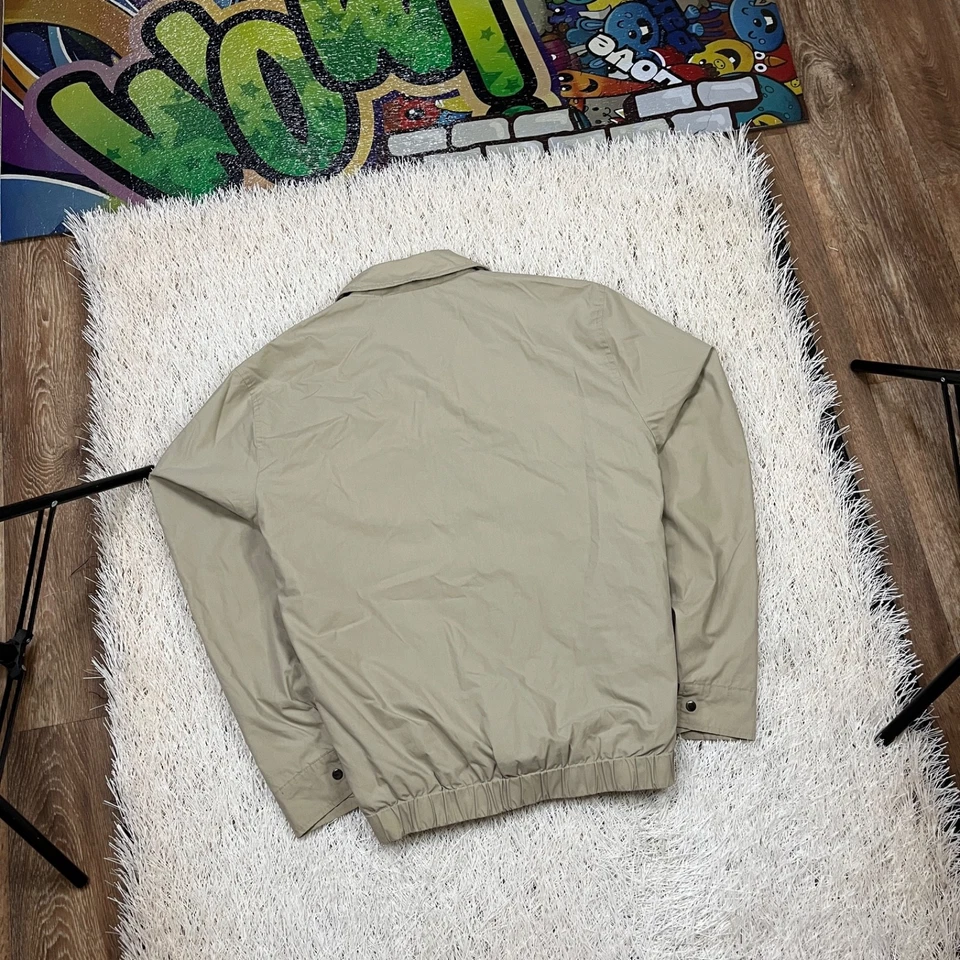 RARO Vintage YSL Yves Saint Laurent Harrington Jaqueta Bombardeiro Bege Tamanho Grande - Imagem 2 de 4