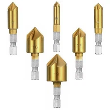 6Pcs 90 Degree HSS Countersink Drill Bit Set with 1/4'' Hex Shank 5 Flute... 