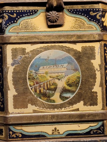 Original Handled LIPTONS TEA Lithograph Tin 1895 Awesome Graphics Original Lid - Picture 4 of 15