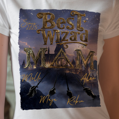 T-Shirt Geschenk Mama - Best Wizard Mom WeihnachtsGeschenk Mutter Mama Familie