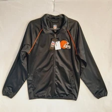 NFL Team Apparel Cleveland Browns Tracer Track Jacket Size M Black NWT