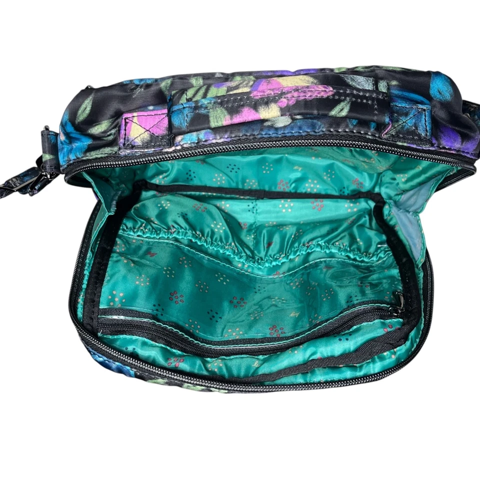 LUG Ranger Crossbody Shoulder Bag Bloom Black Floral RFID Blocking Front Quilted - Image 4 of 4