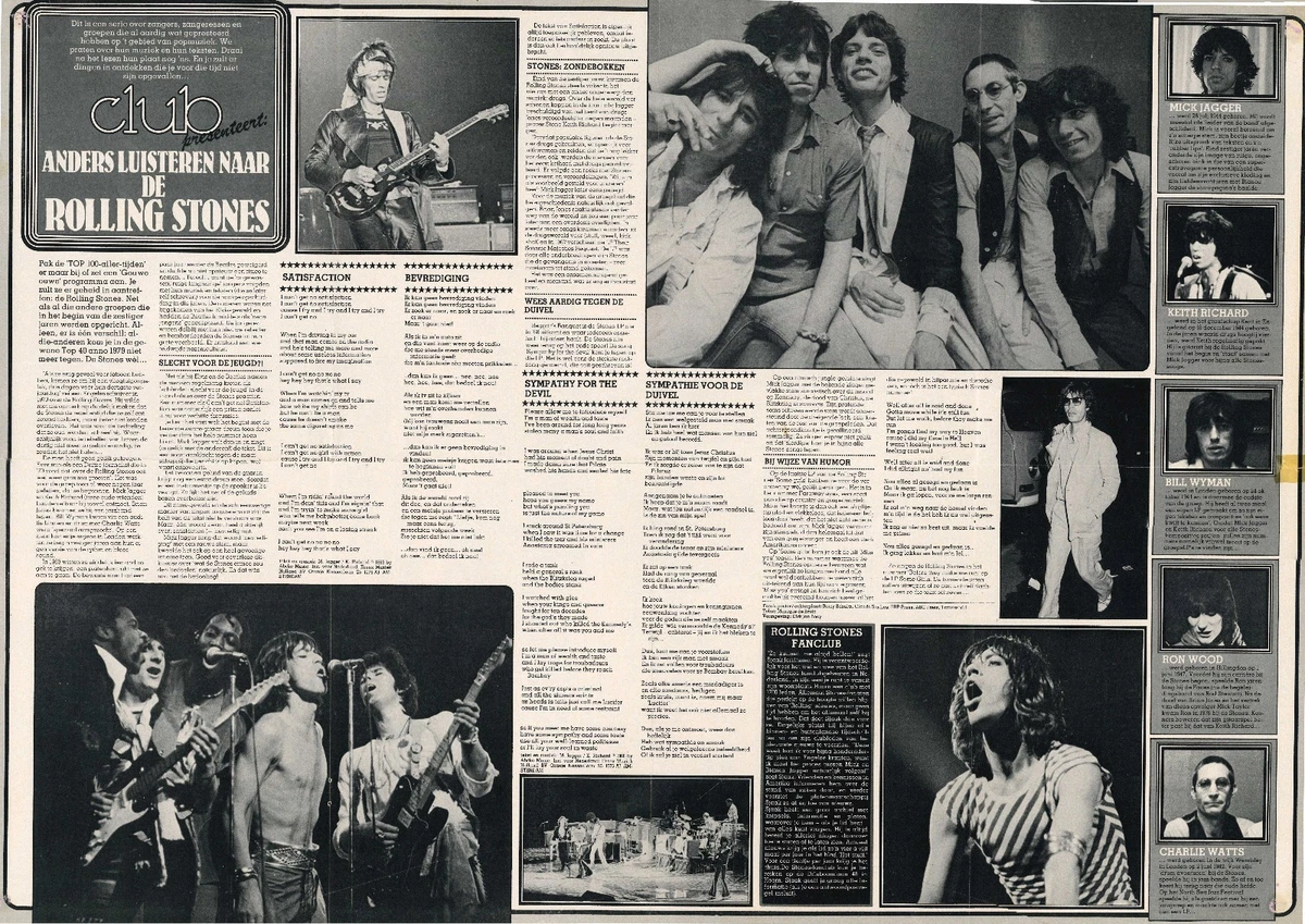 ROLLING STONES       POSTER  69 cm x 48 cm -  70er Jahre   Club Magazine