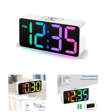 Alarm Clock with Extra Loud Volume  RGB Display for Kids  Bedrooms - Easy Read