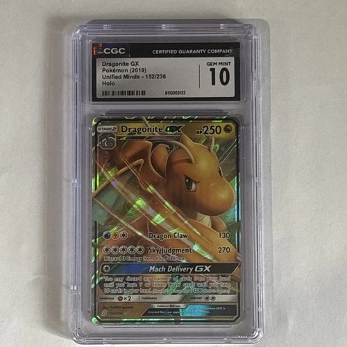 2019 Pokémon Sun and Moon Dragonite GX #152 Unified Minds Holo 🔥 CGC 10 🔥