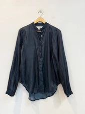 Designer Sarah-Jane Clarke Size 6 Silk Chiffon Blend Navy Blue Women's Shirt
