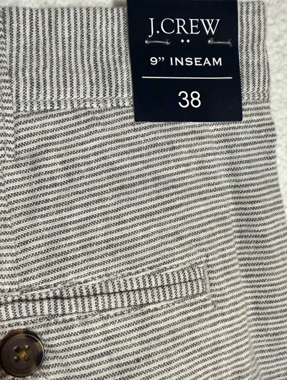 NEW J Crew Shorts Mens 38" Gray/White Stripe Classic Shorts 9" Cotton/Linen