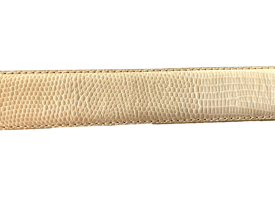 Cinturón RALPH LAUREN MARFIL Cuero Genuino Italiano Serpiente Hebilla Repujado Talla M Foto 3 de 4