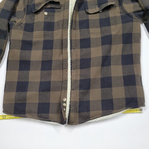 Red Head Large Button Up Shirt Black Buffalo Plaid Flannel Fleece Sherpa Shacket - Picture 12 of 18