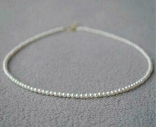 Mini 18" AAAA + 5-6mm Akoya white pearl necklace 14k Gold clasp - Picture 2 of 3