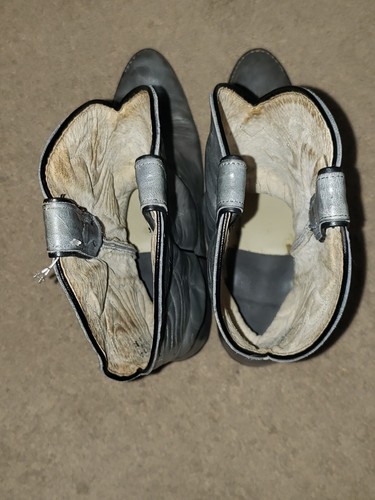 STIVALI VINTAGE DA UOMO SENZA MARCHIO COWBOY BULLHIDE GRIGI TAGLIA 9 M belli! - Foto 6 di 8