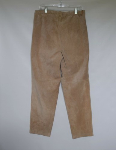 Pantalones beige de cuero gamuza talla 12 forrados cintura alta - Imagen 4 de 5