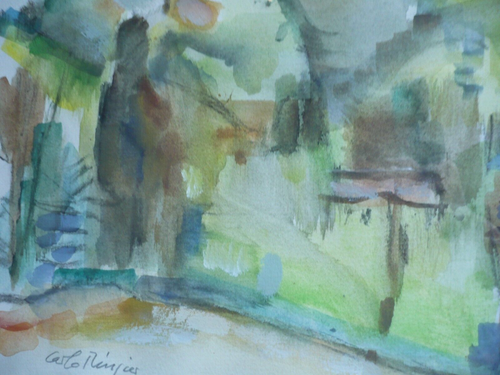 CARLO RINGIER, GELISTET SCHWEIZ VINTAGE LANDSCHAFT AQUARELL SIGNIERT MODERNE KUNST - Bild 10 von 17