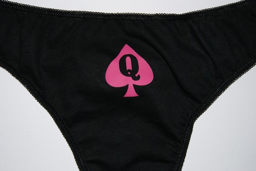 Queen Of Spades Hotwife BBC Cuckold Sexy Thong Panties Underwear Black Hot Pink - Picture 4 of 4